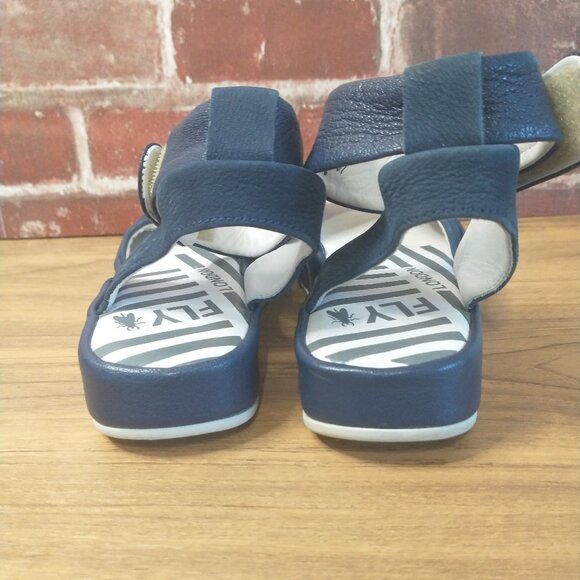 Fly London Sandal Womens Size 6.5 Blue Leather - Picture 4 of 9
